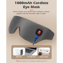 Load image into Gallery viewer, Silk Cordless Heated Eye Mask, Washable Sleep Mask Warm Compress Mask Soft Pressure Free Shade Blindfold Electric Eye Heating Pad for Blepharitis Sinus Stye Gifts for Men Women (Grey)_3829
