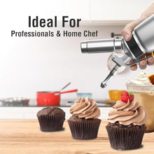 Load image into Gallery viewer, SimCoker Whipped Cream Dispenser,Aluminum 500ml Whipped Cream Maker,3 Decorating Nozzles,1 Brush,1 Storage Bag,withou N2O Chargers,Sliver, Silver_6028
