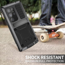 Load image into Gallery viewer, Simicoo Compatible with Samsung Galaxy S24 Ultra Metal Bumper Heavy Duty Case with Stand Gorilla Glass Camera Cover Hybrid Durable Military Rugged Shockproof Rugged Full Body Outdoor Men Black_909
