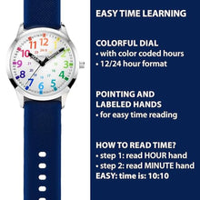 Load image into Gallery viewer, SIMSAM Kids Analog Watch, Unisex, Ages 4-12, Water Resistant, Easy Time Learning, Comfortable Fit, Great Gift, NavyBlue_536
