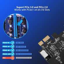Load image into Gallery viewer, Sinefine PCIe x1 to USB 3.2 GEN1 5Gbp 19pin Front Panel Header (to Type-c Front Panel Header) + USB 3.0 20Pin Socket Expansion Card,Type-E Internal 20-pin Front Panel Connector, UP_520
