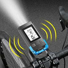 Load image into Gallery viewer, SIUKE USB Rechargeable Waterproof Bike Speedometer Multifunctional Bike Cycling Speedmeter Wireless Bicycle Speed Meter with Light and Horn USB Rechargeable Waterproof Bike Speedometer Full Screen_1782

