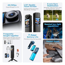 Load image into Gallery viewer, SJCAM C300 4K Travel Body Camera,64GB POV Camera &amp; Handheld Detachable Design, Vlogs for Content Creators YouTube Streaming,7Hour Power,Stabilization,Waterproof,Black_1945
