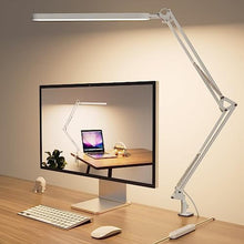 Load image into Gallery viewer, SKYLEO Led Desk Lamp - 31.5" Desk Light - 5 Color Modes X 11 Brightness Levels - Adjustable Swing Arm - Timmer &amp; Memory Function - 12W Study Lamp - White_1
