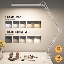 Load image into Gallery viewer, SKYLEO Led Desk Lamp - 31.5" Desk Light - 5 Color Modes X 11 Brightness Levels - Adjustable Swing Arm - Timmer &amp; Memory Function - 12W Study Lamp - White_6083
