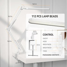 Load image into Gallery viewer, SKYLEO Led Desk Lamp - 31.5" Desk Light - 5 Color Modes X 11 Brightness Levels - Adjustable Swing Arm - Timmer &amp; Memory Function - 12W Study Lamp - White_6084
