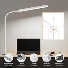 Load image into Gallery viewer, SKYLEO Led Desk Lamp - 33.5" Desk Light - Flexible Gooseneck - 5 Color Modes X 11 Brightness Levels - 1300LM - Timmer &amp; Memory Function - 12W Clip on Light - White_6108
