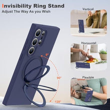 Load image into Gallery viewer, SKYLMW for Samsung Galaxy S23 Ultra Case with Magnetic Invisible Stand [Compatible with MagSafe] Military Drop Tested [Full Camera Protection] Silicone S23 Ultra Case for Women Men 6.8'', Dark Blue, DarkBlue_2221
