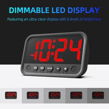 Load image into Gallery viewer, Small LED Digital Clock for Bedroom, Loud Alarm Clock for Heavy Sleepers Adults, Teens | Plug-In Electric Desk Clock | Simple Bedside Nightstand Clock with Adjustable Volume/Brightness/Snooze Red_5844
