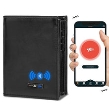 Load image into Gallery viewer, SMART CC Men Wallet with Tracker Work with iOS&amp;Android, Wallet Tracker with large capacity Genuine Leather Wallet, Fathers Day Gift, black_1
