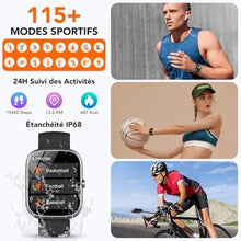 Load image into Gallery viewer, Smart Watch for Men Women (Answer/Make Calls), 1.91" HD Smartwatch with Heart Rate Monitor Sleep Monitor, IP68 Waterproof, 115+ Sports Activity Trackers with Pedometer, Fitness Watch, Classic Black, ClassicBlack_2825
