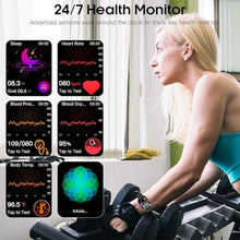 Load image into Gallery viewer, Smart Watch for Men Women, Health Fitness Tracker with 24/7 Heart Rate Blood Oxygen Blood Pressure Sleep Tracking, Bluetooth Calls, 450mAh Battery, IP68 Waterproof Activity Tracker with LED Flashlight, Black_127
