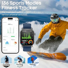 Load image into Gallery viewer, Smart Watch for Men Women, Health Fitness Tracker with 24/7 Heart Rate Blood Oxygen Blood Pressure Sleep Tracking, Bluetooth Calls, 450mAh Battery, IP68 Waterproof Activity Tracker with LED Flashlight, Black_129
