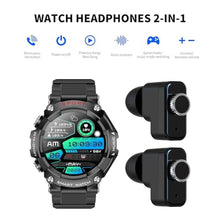 Load image into Gallery viewer, Smart Watch for Women Men, Smartwatch for iPhone &amp; Android Bluetooth (Answer/Call) Built-in Earbuds, 1.52" HD Fitness Tracker with 100+ Sport Modes, Black_5553
