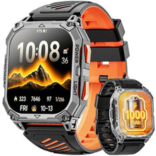 Load image into Gallery viewer, Smart Watches for Men, 2.01" HD Military Smart Watch with 1000mAh High-Capacity Battery/Led Flashlight/Answer/Make Call/Heart Rate/Sleep Monitor/Step Tracker, Fitness Tracker for Android/iPhone, Orange_1
