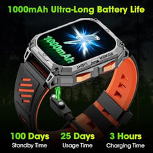Load image into Gallery viewer, Smart Watches for Men, 2.01" HD Military Smart Watch with 1000mAh High-Capacity Battery/Led Flashlight/Answer/Make Call/Heart Rate/Sleep Monitor/Step Tracker, Fitness Tracker for Android/iPhone, Orange_871
