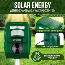 Load image into Gallery viewer, Smartify Creations New 2026 Solar Deer Repellent Device Outdoor Solar Animal Repeller for Outside Rainproof Solar Rodent Repellent Outdoor Animal Deterrent for Deers, Cats, Dogs, Mice, Birds, GreenSilver_396
