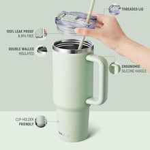 Load image into Gallery viewer, SMLIXE 40 oz Tumbler with Handle and Straw Lid,Insulated Reusable Stainless Steel Water Bottle Travel MugCupholder Friendly Double Wall Vacuum Sealed Cup (Light Green), LightGreen_6687
