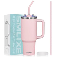 Load image into Gallery viewer, SMLIXE 40 oz Tumbler with Handle and Straw Lid,Insulated Reusable Stainless Steel Water Bottle Travel MugCupholder Friendly Double Wall Vacuum Sealed Cup (Pink)_1
