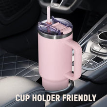 Load image into Gallery viewer, SMLIXE 40 oz Tumbler with Handle and Straw Lid,Insulated Reusable Stainless Steel Water Bottle Travel MugCupholder Friendly Double Wall Vacuum Sealed Cup (Pink)_6657
