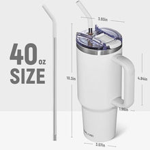 Load image into Gallery viewer, SMLIXE 40 oz Tumbler with Handle and Straw Lid,Insulated Reusable Stainless Steel Water Bottle Travel MugCupholder Friendly Double Wall Vacuum Sealed Cup (Cold White), ColdWhite_6635
