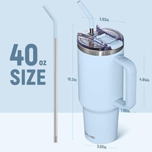 Load image into Gallery viewer, SMLIXE 40 oz Tumbler with Handle and Straw Lid,Insulated Reusable Stainless Steel Water Bottle Travel MugCupholder Friendly Double Wall Vacuum Sealed Cup (Sky Blue), SkyBlue_6653
