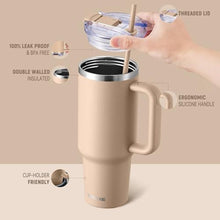 Load image into Gallery viewer, SMLIXE 40 oz Tumbler with Handle and Straw Lid,Insulated Reusable Stainless Steel Water Bottle Travel MugCupholder Friendly Double Wall Vacuum Sealed Cup (Mocha)_5941
