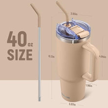 Load image into Gallery viewer, SMLIXE 40 oz Tumbler with Handle and Straw Lid,Insulated Reusable Stainless Steel Water Bottle Travel MugCupholder Friendly Double Wall Vacuum Sealed Cup (Mocha)_5942
