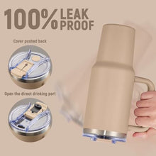 Load image into Gallery viewer, SMLIXE 40 oz Tumbler with Handle and Straw Lid,Insulated Reusable Stainless Steel Water Bottle Travel MugCupholder Friendly Double Wall Vacuum Sealed Cup (Mocha)_5943
