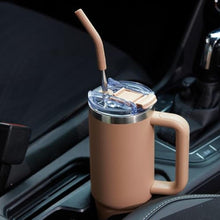 Load image into Gallery viewer, SMLIXE 40 oz Tumbler with Handle and Straw Lid,Insulated Reusable Stainless Steel Water Bottle Travel MugCupholder Friendly Double Wall Vacuum Sealed Cup (Mocha)_5944
