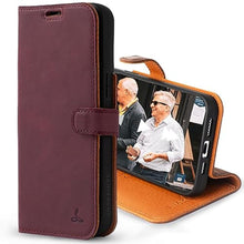 Load image into Gallery viewer, Snakehive Leather Wallet for iPhone 15 Pro Max - Real Leather Wallet Phone Case - Genuine Leather with Viewing Stand and 3 Card Holder - Flip Folio Cover with Card Slot (Plum)_1
