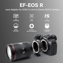 Load image into Gallery viewer, SNIPIZ Lens Mount Adapter EF-EOS R Auto-Focus Lens Converter Compatible with Canon EF/EF-S Lens for Canon R Mount Camera EOS R, RP, R3, R5, R6, R6II, R7, R8, R10, R50, R100, black_6076
