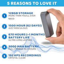 Load image into Gallery viewer, SNYPER 28 Day Battery + 128GB / 1600 Hour Storage MP3 Player and Voice Activated Recorder by Knight Electronics. Digital Voice Recorders &amp; Audio Recorder for Exactly What You Need. Grabadora de Voz_763
