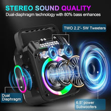 Load image into Gallery viewer, Socodox Karaoke Machine,60W Portable Bluetooth Karaoke Speaker with 2 Wireless Microphones,6000mAh Battery 12H Playtime,TWS Stereo,RGB Light,Dual Diaphragm PA System for Adults,Kids,Parties,Singing,DJ_22
