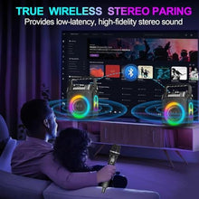 Load image into Gallery viewer, Socodox Karaoke Machine,60W Portable Bluetooth Karaoke Speaker with 2 Wireless Microphones,6000mAh Battery 12H Playtime,TWS Stereo,RGB Light,Dual Diaphragm PA System for Adults,Kids,Parties,Singing,DJ_23
