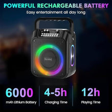 Load image into Gallery viewer, Socodox Karaoke Machine,60W Portable Bluetooth Karaoke Speaker with 2 Wireless Microphones,6000mAh Battery 12H Playtime,TWS Stereo,RGB Light,Dual Diaphragm PA System for Adults,Kids,Parties,Singing,DJ_24
