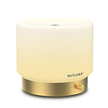 Load image into Gallery viewer, SOICARE Glass Diffuser with Luxury Alloy Base(Gold), All-in-one Room Decor Aromatherapy Oil Diffusers for Essential Oils, Air Scent Essential Oil Diffuser Humidifier,Dimmable Warm Light (280ML), WhiteCoverGoldenBase_1
