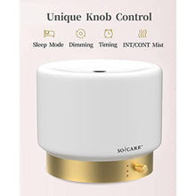 Load image into Gallery viewer, SOICARE Glass Diffuser with Luxury Alloy Base(Gold), All-in-one Room Decor Aromatherapy Oil Diffusers for Essential Oils, Air Scent Essential Oil Diffuser Humidifier,Dimmable Warm Light (280ML), WhiteCoverGoldenBase_7067

