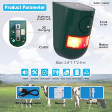 Load image into Gallery viewer, Solar Outdoor Motion Sensor Alarm, 130 dB Siren Sound Alert &amp; 6 LEDs Flash Warning Strobe Motion Activated Alarm for Farm Yard, 2 Pack, green_1708
