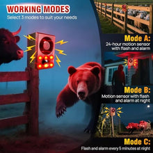 Load image into Gallery viewer, Solar Outdoor Motion Sensor Alarm, Dog Barking&amp;Gunshot Sound,130db Loud, RedBrown_216
