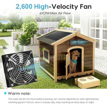 Load image into Gallery viewer, Solar Powered Fan for Chicken Coop Vent Outside with 2 Exhaust Fans 15W, Black_217
