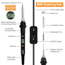 Load image into Gallery viewer, Soldering Iron Kit 80W LCD Adjustable Temperature 180-520 Solder Kit Electronics 13 in 1 Welding Tools with ON/OFF Switch, Solder Wire, Flux, 5 Soldering Tips, Desoldering Pump, Stand, Tweezers, win_4061
