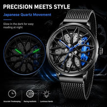 Load image into Gallery viewer, SOLLEN Spinning Wheel Watch for Men, Black Racing Style Rotating Rim Dial, Japanese Quartz Analog Wrist Watch with Luminous Hands, 30M Water Resistant, Gift for Car Enthusiast - 42.5mm_1876
