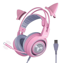 Load image into Gallery viewer, SOMIC G951pink Gaming Headset for PC, PS4, PS5, Laptop, Cat Ear Headphone USB Gaming Headphones with Mic Noise Cancelling, LED Light, 7.1 Virtual Surround Sound for Girls, Women_1
