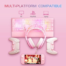 Load image into Gallery viewer, SOMIC G951pink Gaming Headset for PC, PS4, PS5, Laptop, Cat Ear Headphone USB Gaming Headphones with Mic Noise Cancelling, LED Light, 7.1 Virtual Surround Sound for Girls, Women_7514
