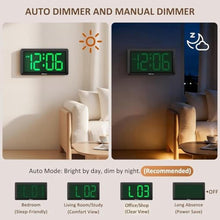 Load image into Gallery viewer, Soobest 9.5 Inch Digital Wall Clock Battery Operated, LED Large Display, Green_673
