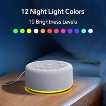 Load image into Gallery viewer, Sound Machine Night Light White Noise Brown Noise Machine 30 Non Looping Sounds 12 Lights 5 Timers 36 Adjustable Volume Memory Function Sleep Sounds Machine for Baby Kids Adult &amp; Home Office Travel, Grey_6651
