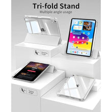Load image into Gallery viewer, SQBEBS for iPad (A16) 11th Generation 11 Inch 2025, iPad 10th Generation Case 10.9 Inch 2022, Sliding Detachable Cover with Clear Hard Back Shell, Tri-Fold Stand with Pencil Holder, Gray_360
