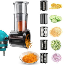 Load image into Gallery viewer, Stainless Steel Slicer Shredder Attachments for KitchenAid Stand Mixers, Vegetable Shredder, Cheese Grater, Salad Maker, Food Slicers Chopper Grinding Powder Accessories with Detachable 5 Blades, Black_1
