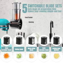 Load image into Gallery viewer, Stainless Steel Slicer Shredder Attachments for KitchenAid Stand Mixers, Vegetable Shredder, Cheese Grater, Salad Maker, Food Slicers Chopper Grinding Powder Accessories with Detachable 5 Blades, Black_6038
